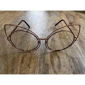 Womens Round Cat eye Sunglasses Oversized Wire Rim Frame UV 400